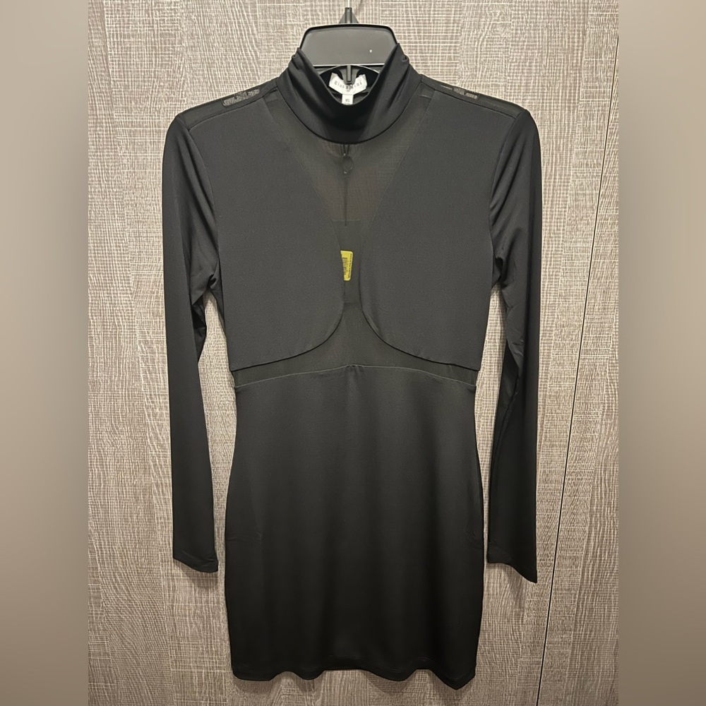 NWT Gianni Bini Women’s Zaria Mesh Mock Neck Long Sleeve Bodycon Dress size XS